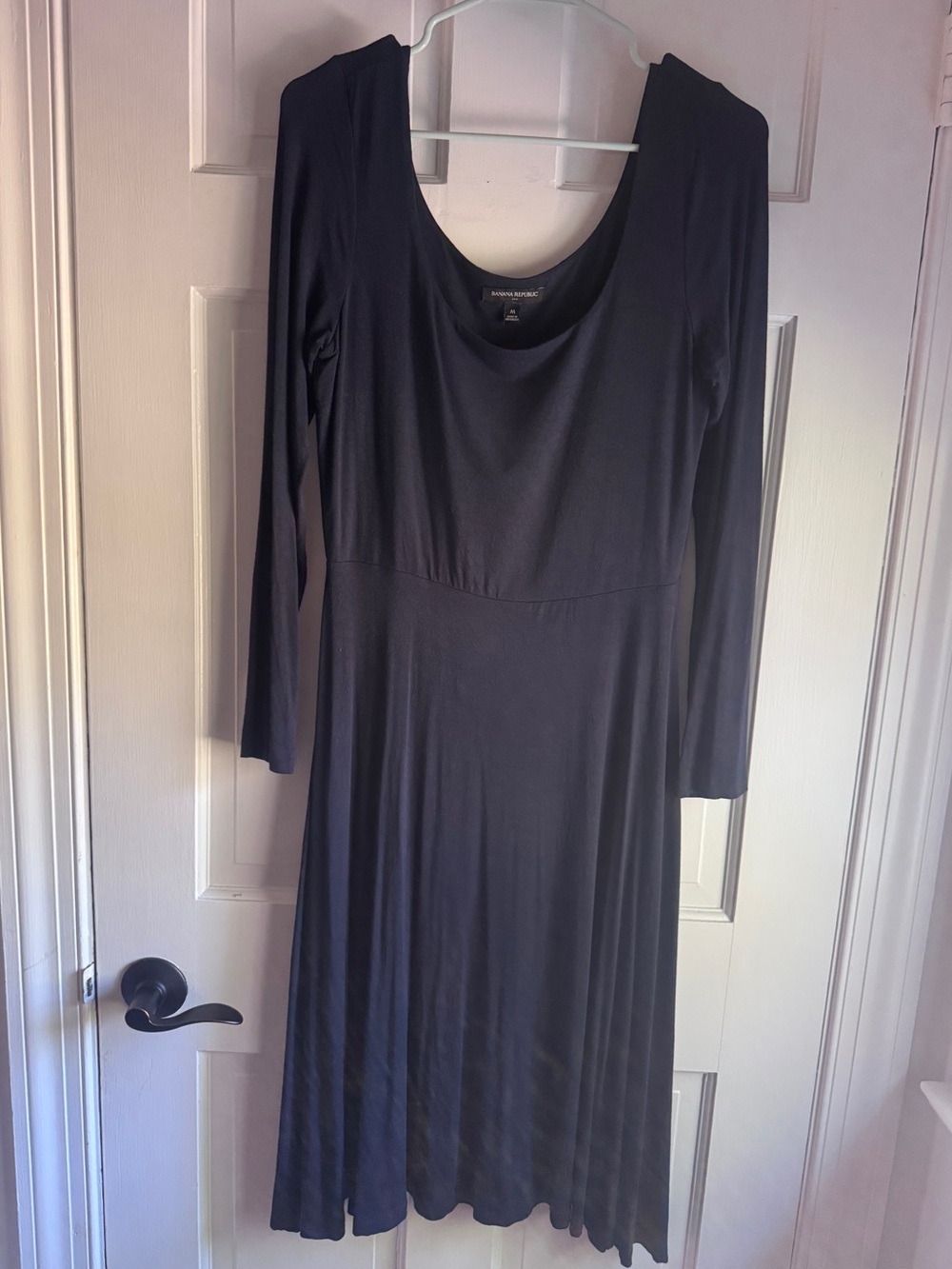 Banana Republic Navy Long Sleeve Scoop Neck Midi Dress Size Medium